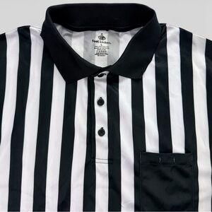 Foot Locker Referee Shirt L Black White Striped Polo Unisex